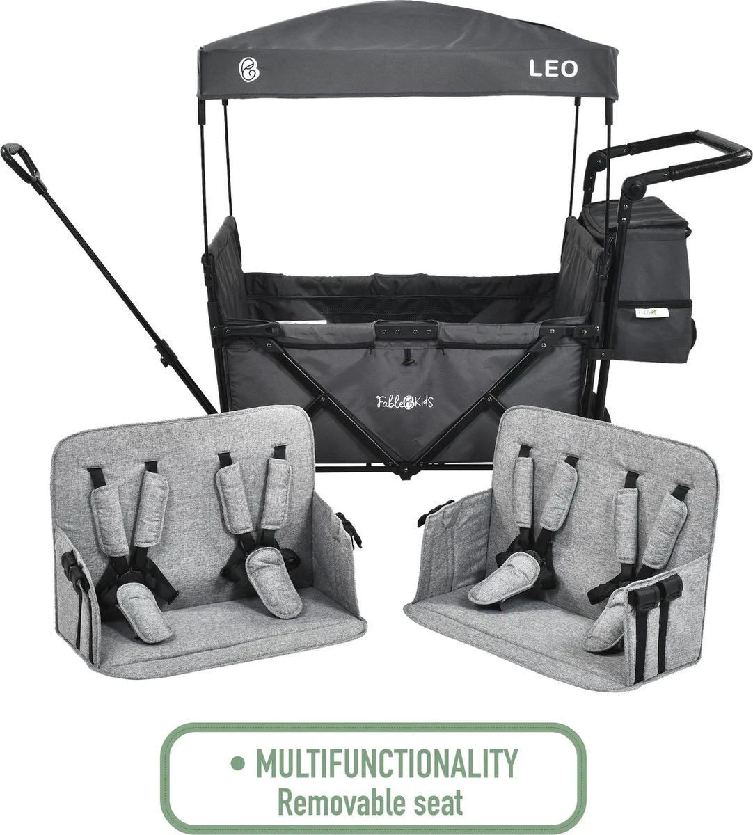FableKids LEO X4Plus Opvouwbare Wagen Met Dak Fossil Grey 3 FableKids LEO X4Plus Opvouwbare Wagen Met Dak Fossil Grey - Afbeelding 3