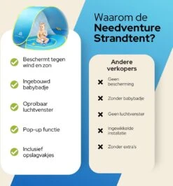 Needventure Baby Strandtent - Pop Up Tent - Windscherm Strand - Camping Strandtentje - Speeltent - Blauw 13 Needventure Baby Strandtent - Pop Up Tent - Windscherm Strand - Camping Strandtentje - Speeltent - Blauw -Camping Korting 1115x1200 5