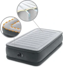 Intex Luchtbed - 1-Persoons - 99 X 191 X 46 Cm - Grijs - Met Ingebouwde Pomp, Hoeslaken Wit En Reparatieset -Camping Korting 1133x1200 2