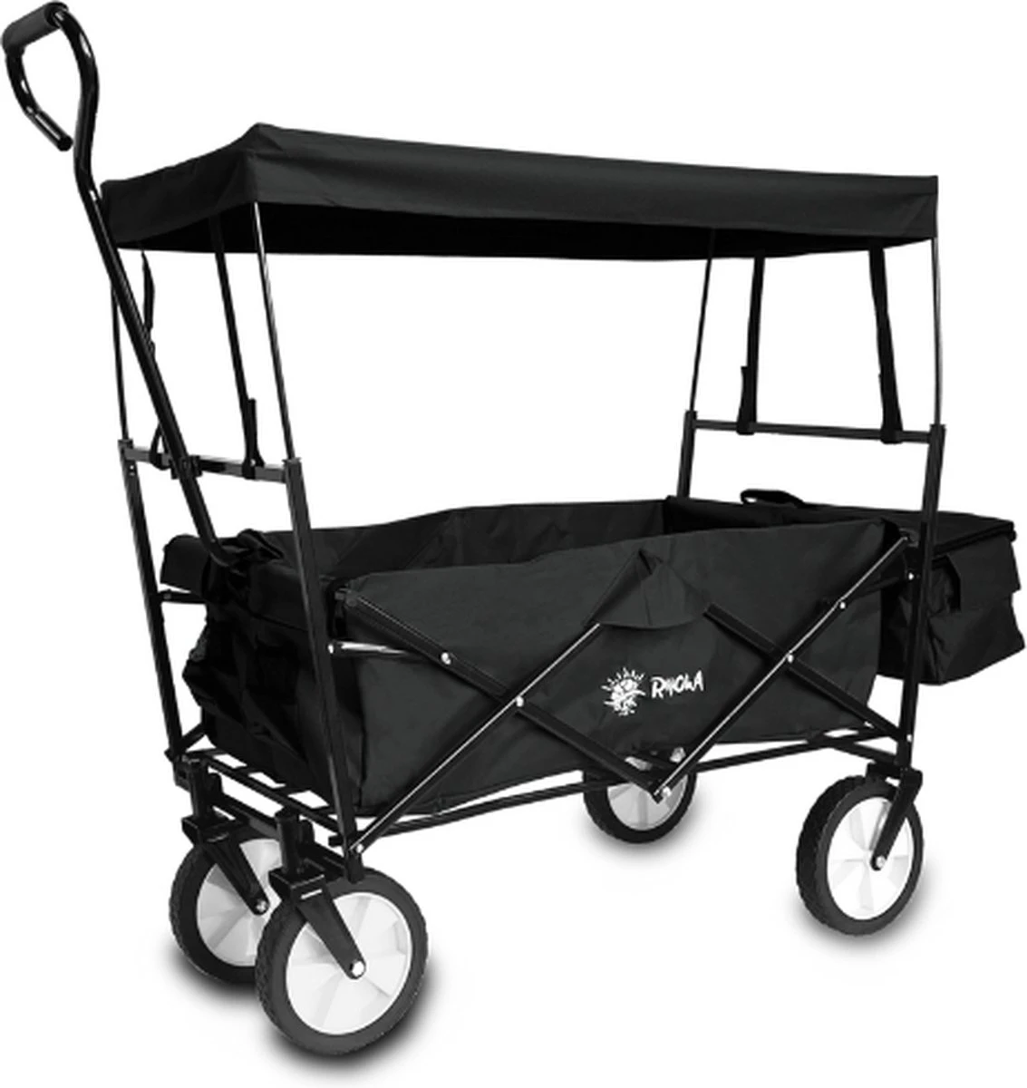 Rijoka Opvouwbare Bolderkar/Bolderwagen | Met Dakje En Draagtas | Zwart 1 Rijoka Opvouwbare Bolderkar/Bolderwagen | Met Dakje En Draagtas | Zwart
