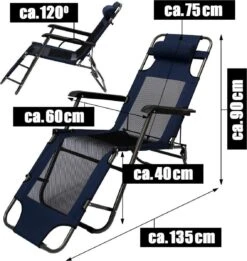 Ligstoel 180x60cm - Opvouwbaar Campingstoel Ligbed Strandstoel Tuinstoel Vouwligstoel Blauw -Camping Korting 1135x1200