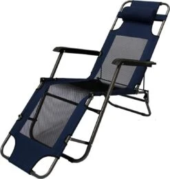 Ligstoel 180x60cm - Opvouwbaar Campingstoel Ligbed Strandstoel Tuinstoel Vouwligstoel Blauw -Camping Korting 1141x1200