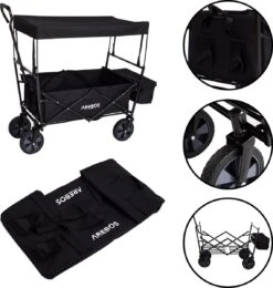 AREBOS Handwagen Vouwbare Dak Handwagen Vouwbare Trolley Uitrustingswagen Zwart -Camping Korting 1141x1200 3