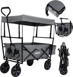 AREBOS Handwagen Vouwbare Dak Handwagen Vouwbare Trolley Uitrustingswagen Grijs -Camping Korting 1146x1200 1