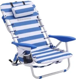 Naqsh Store Strandstoel Met Hoofdkussen, Aluminium, Draagbare Vouwstoel, Campingstoel, Opvouwbaar En Verstelbaar, Zoals Een Rugzak Draagbaar, Buitenstoel, Blauw En Wit Gestreept GCB62BU -Camping Korting 1148x1200 2