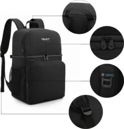 Koeltas Rugzak (28L) - Geschikt Voor 16 Blikjes - Lunchtas Voor Dames En Heren - Zwart -Camping Korting 1152x1200 3