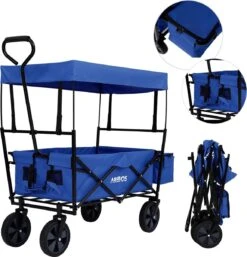 AREBOS Handwagen Vouwbare Dak Handwagen Vouwbare Trolley Uitrustingswagen Blauw -Camping Korting 1155x1200 1