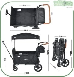 FableKids LEO X4Lite Opvouwbare Handkar Met Dak Onyx Zwart -Camping Korting 1159x1200 3