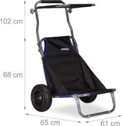 Relaxdays Strandkar Opvouwbaar - Strandstoel Met Zonnedak - Strand Stoel Op Wielen -Camping Korting 1162x1200