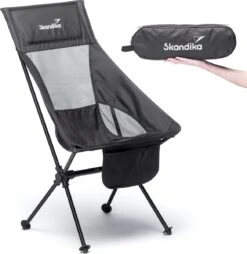Skandika Campingstoel Compact – Campingstoelen - Campingstoel Tot 150 Kg Belastbaar - Kampeerstoel, Visstoel, Kleine Pakmaat, Opvouwbaar, Stabiel, Licht, Comfortabel Gepolsterd – Draagtas Meegeleverd - Vouwstoel – Zwart