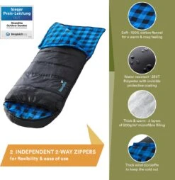 Skandika Dundee Flannel-L Slaapzak – Mummmieslaapzakken – Slaapzakken Volwassen - Maat M – Unisex - Katoen, Luxe Kwaliteit, Dubbele Slaapzak, 3 Seizoenen, Tot -20°C - 220 X 80 Cm - Outdoor Kampeerslaapzak – Ritssluiting Links - Zwart/blauw 10 Skandika Dundee Flannel-L Slaapzak – Mummmieslaapzakken – Slaapzakken Volwassen - Maat M – Unisex - Katoen, Luxe Kwaliteit, Dubbele Slaapzak, 3 Seizoenen, Tot -20°C - 220 X 80 Cm - Outdoor Kampeerslaapzak – Ritssluiting Links - Zwart/blauw -Camping Korting 1168x1200