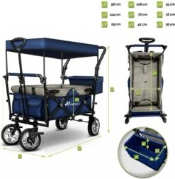 Tresko- Bolderkar, Grijs, Opvouwbaar, Met Dakje, Geschikt Tot 80 Kg - Bolderwagen - Kinderenvervoer - Bolderkarren - Tuinkar - Kinderwagen -Camping Korting 1176x1200 4