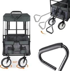 Monzana Bolderkar Opvouwbaar - 100 Liter - Met Afneembaar Dak Grijs -Camping Korting 1180x1200 3