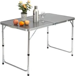 Casaria Campingtafel – Inklapbaar Verstelbaar - 120x60x70 Cm Grijs -Camping Korting 1185x1200