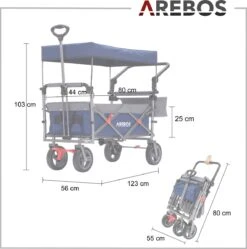 AREBOS Premium Steekwagen Met Dak Opvouwbare Tuinkar Handkar Bolderkar Blauw / Grijs 17 AREBOS Premium Steekwagen Met Dak Opvouwbare Tuinkar Handkar Bolderkar Blauw / Grijs -Camping Korting 1188x1200 11