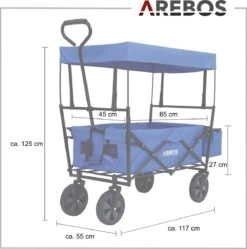 AREBOS Handwagen Vouwbare Dak Handwagen Vouwbare Trolley Uitrustingswagen Blauw -Camping Korting 1188x1200 13