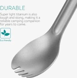 Navaris 2x Spork Met Extra Lange Handgreep - Set Van 2 - Campingbestek Van Titanium - Bestek Voor Onderweg - Lichtgewicht - Inclusief Bewaarzakje -Camping Korting 1188x1200 2