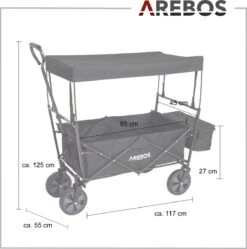 AREBOS Handwagen Vouwbare Dak Handwagen Vouwbare Trolley Uitrustingswagen Zwart -Camping Korting 1188x1200 7