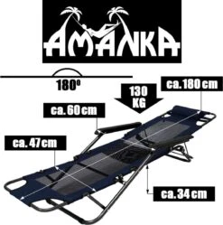 Ligstoel 180x60cm - Opvouwbaar Campingstoel Ligbed Strandstoel Tuinstoel Vouwligstoel Blauw -Camping Korting 1190x1200