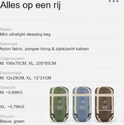 Naturehike® Slaapzak - Lichtgewicht - 190*75cm - Compact - Waterdicht - 3 Seizoenen Slaapzak Lente, Zomer & Herfst - Outdoor - Slaapzakken Volwassen & Kinderen -Camping Korting 1190x1200 4