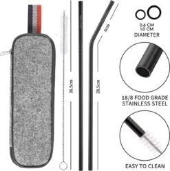 House Of Husk Reisbestek - Reis Bestekset - Chopsticks - Metalen Rietjes Met Borstel - Lepel - Vaatwasserbestendig - RVS - 7 Delig - Zwart -Camping Korting 1193x1200 1