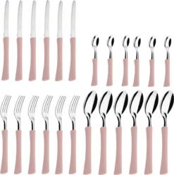 Di Solle Inova D - 6 Persoons Bestekset - Handige Opbergbak Met Raspdeksel - 26 Delig - Baby Pink -Camping Korting 1193x1200