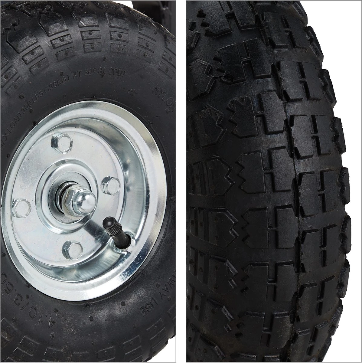 Relaxdays Bolderkar Tuin - Platte Tuinwagen - Luchtbanden - 200 Kg - Transportkar - Staal 3 Relaxdays Bolderkar Tuin - Platte Tuinwagen - Luchtbanden - 200 Kg - Transportkar - Staal - Afbeelding 3