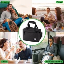 Brisby 4 Laags Geïsoleerde Koeltas - Lunchtas 12 Liter - Extra Ruimte Uitvouwbaar- Zwart -Camping Korting 1197x1200 30