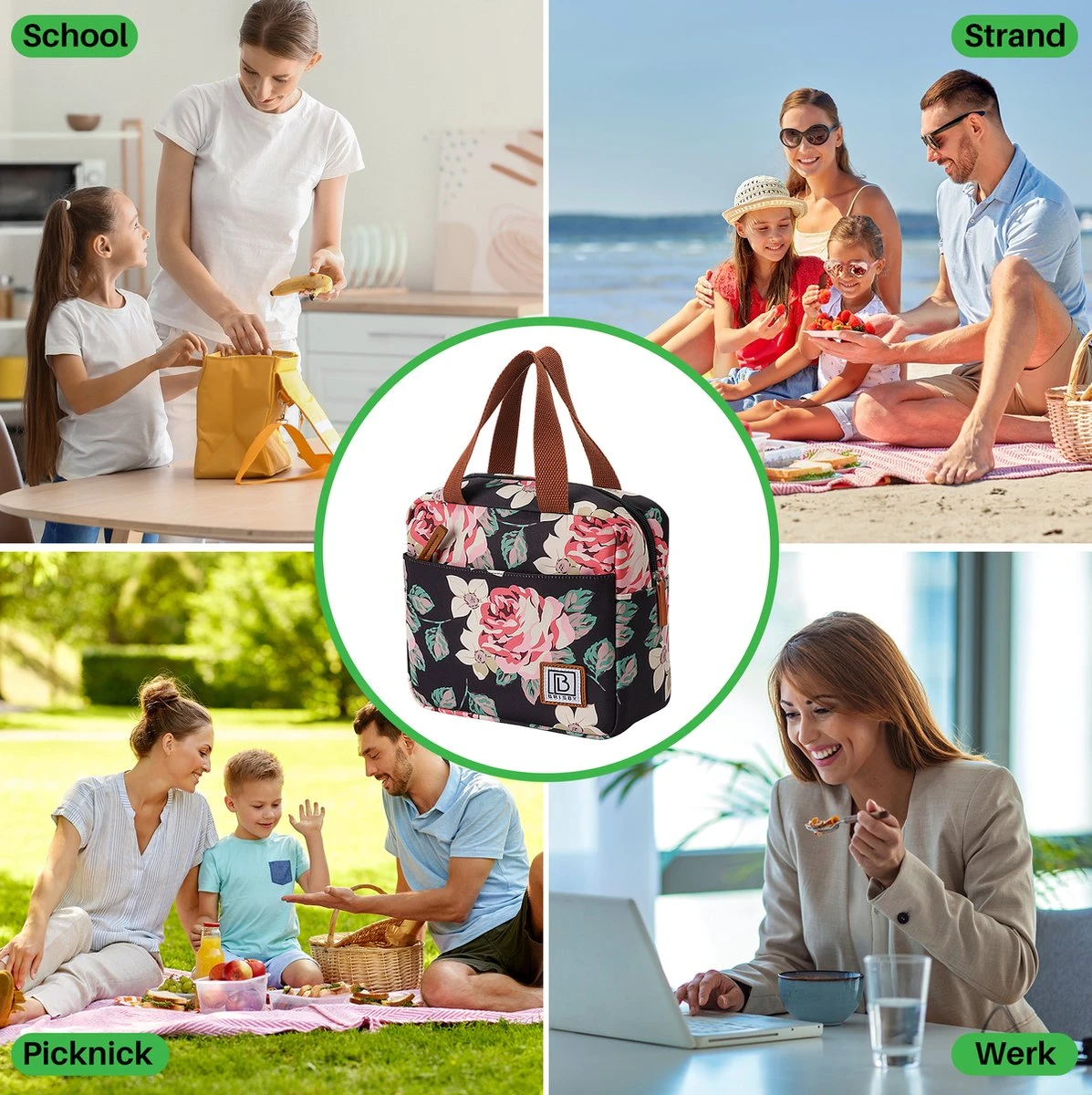 Brisby 4 Laags Geïsoleerde Koeltas - Lunchtas 4 Liter - Bloemetjes 9 Brisby 4 Laags Geïsoleerde Koeltas - Lunchtas 4 Liter - Bloemetjes - Afbeelding 9