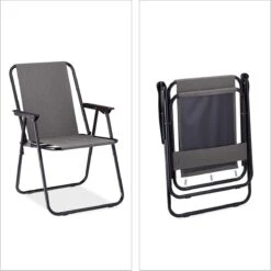 Relaxdays Campingstoel Inklapbaar Set Van 2 - Klapstoel 100 Kg - Visstoel Met Armleuningen - Grijs -Camping Korting 1198x1200