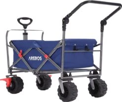 AREBOS Handkar | Transportwagen | Apparatuurwagen | Opvouwbaar | Duwstang| Blauw -Camping Korting 1200x1000 8