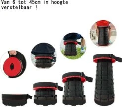 Kampeerkruk - Uitschuifbare Kruk - Rood/Zwart- Tot 120 Kg - Travel Stool - Opvouwbare Campingkruk - Inklapbaar Krukje - Telescopische Kruk - Camping - Outdoor -Camping Korting 1200x1051 1