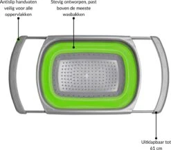 Buxibo - 3-Delige Keuken Vergiet Set Inklapbaar Groen/Grijs -Camping Korting 1200x1056 3