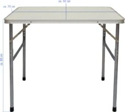 Alu Campingtafel 70x55cm - Inklapbbar Kampeertafel - Picknicktafel Licht Vouwtafel Klaptafel Grijs -Camping Korting 1200x1072