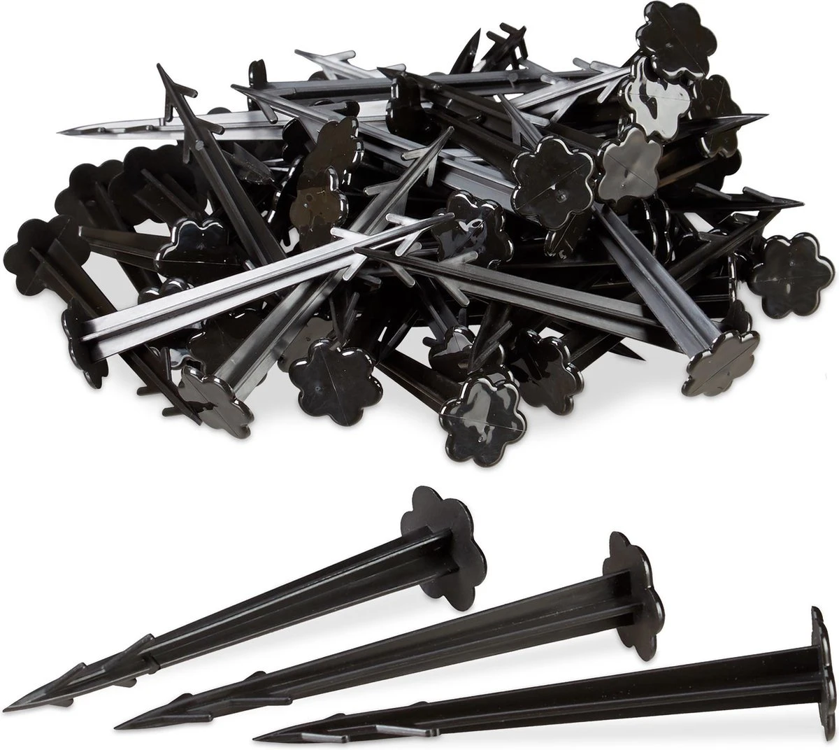 Relaxdays Grondzeilpen Kunststof - 100 Haringen - Grondpen Tuinzeil - Grondharing Set 1 Relaxdays Grondzeilpen Kunststof - 100 Haringen - Grondpen Tuinzeil - Grondharing Set