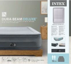 Intex Luchtbed - 2-Persoons - 152 X 203 X 33 Cm - Grijs - Met Ingebouwde Pomp, Hoeslaken Wit En Reparatieset -Camping Korting 1200x1074 1