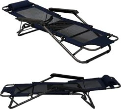 Ligstoel 155x60cm - Opvouwbaar Campingstoel Ligbed Strandstoel Tuinstoel Vouwligstoel Blauw -Camping Korting 1200x1080