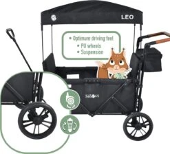 FableKids LEO X4Lite Opvouwbare Handkar Met Dak Onyx Zwart -Camping Korting 1200x1089 2