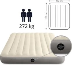 Intex Luchtbedset Intex Luchtbed - 2-Persoons - 152 X 203 X 25 Cm - Beige + Intex Elektrische Pomp - 650 Liter/min + Hoeslaken Wit + Reparatieset -Camping Korting 1200x1090 6