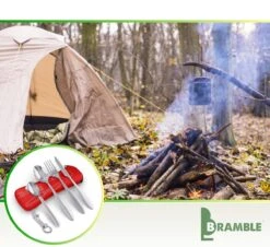 Roestvrij Staal Bestek (kampeerset) – Draagbare Reislepels, -vork En -mes Voor Festivals, Camping Of Trektochten - Wordt Geleverd Met Een Neopreen Draagtasje Met Een Lichtgewicht Flesopener -Camping Korting 1200x1100 1