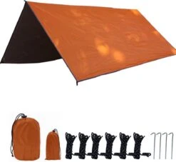 Merkloos TDR - Outdoor Draagbaar Zonnescherm Met Opbergtas - Waterdicht-SPF - Tarps Voor Kamperen300 * 300cm - 3-4Personen - Orange -Camping Korting 1200x1104 8