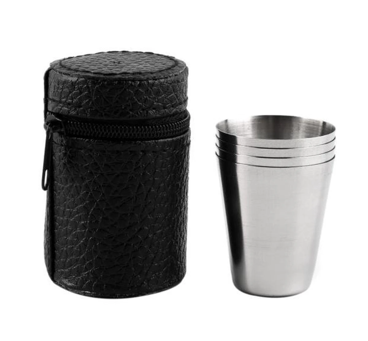 6x Rvs Shot Bekertjes - Borrelglaasjes - Thee/ Koffie Beker - Shotjes Met Leren Case - Bekers 30 ML 4 6x Rvs Shot Bekertjes - Borrelglaasjes - Thee/ Koffie Beker - Shotjes Met Leren Case - Bekers 30 ML - Afbeelding 4