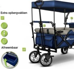Tresko- Bolderkar, Grijs, Opvouwbaar, Met Dakje, Geschikt Tot 80 Kg - Bolderwagen - Kinderenvervoer - Bolderkarren - Tuinkar - Kinderwagen -Camping Korting 1200x1124 3