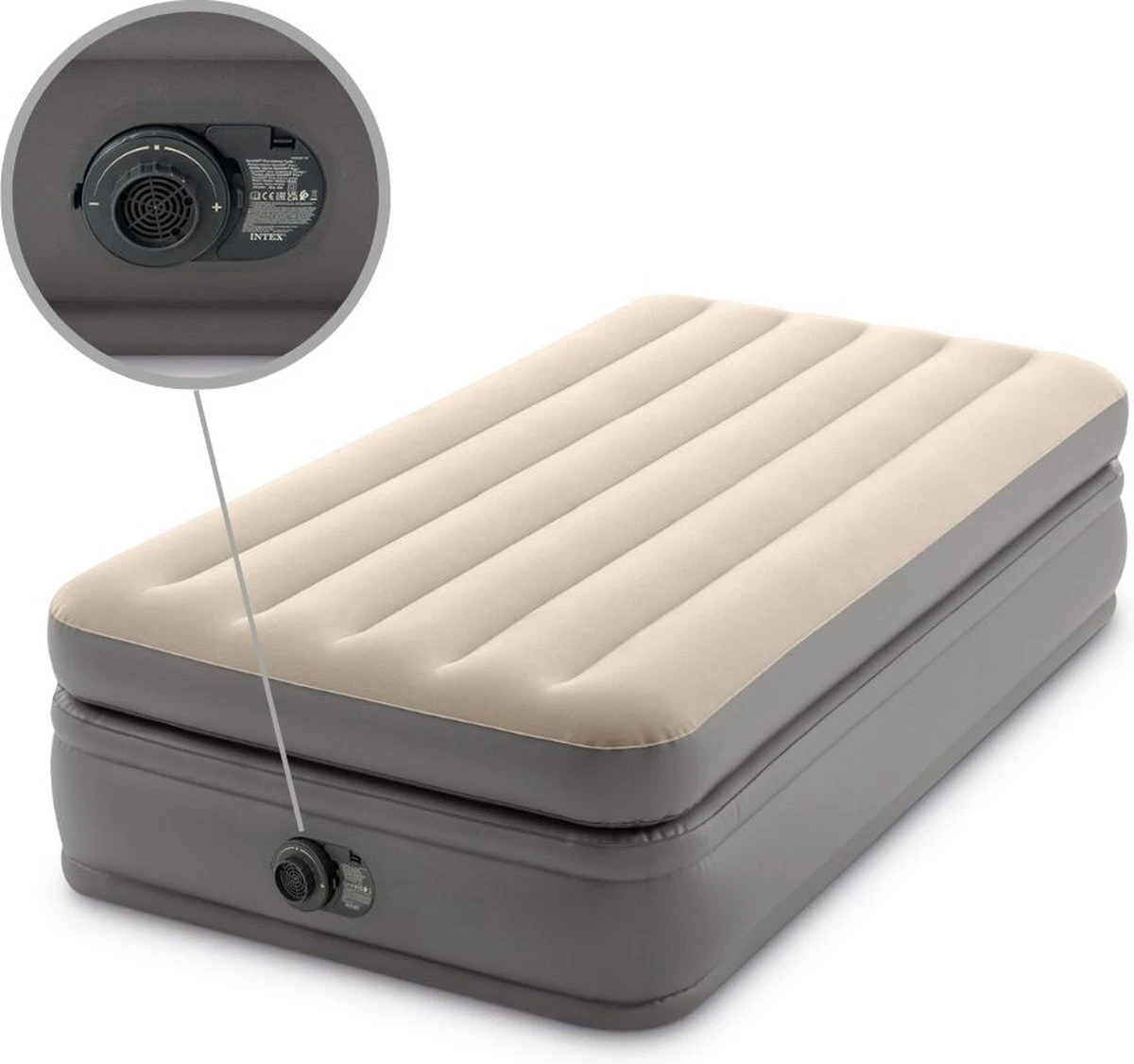 Intex Prime Comfort - Luchtbed - 1-Persoons - 99x191x51 Cm (BxLxH) - Grijs - Met Ingebouwde Motorpomp 8 Intex Prime Comfort - Luchtbed - 1-Persoons - 99x191x51 Cm (BxLxH) - Grijs - Met Ingebouwde Motorpomp - Afbeelding 8