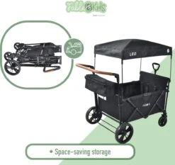 FableKids LEO X4Lite Opvouwbare Handkar Met Dak Onyx Zwart -Camping Korting 1200x1131 5