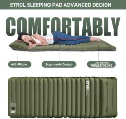 ETROL Camping Slaapmat-2-in-1 Zelfopblazende Kampeermat Met Kussen (78"x 28"), Lichtgewicht, Dik 4"compact Kussen, Geschikt Voor Zelfrijdende Reizen, Lekvrije, Waterdichte Tent -Camping Korting 1200x1132 3