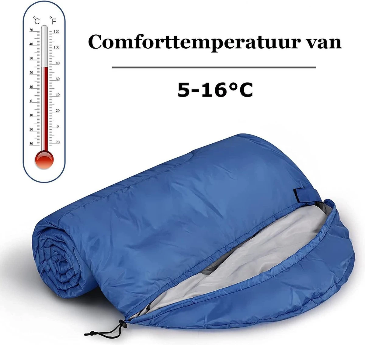 HikeMeister ® Mummy Slaapzak Kamperen Blauw Ca. 220 X 75 Cm Met Draagtas 2 HikeMeister ® Mummy Slaapzak Kamperen Blauw Ca. 220 X 75 Cm Met Draagtas - Afbeelding 2