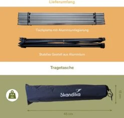 Skandika Ruka S Kleine Campingtafel – Campingtafels - Aluminium Campingtafel, Opvouwbaar, Zeer Licht, Eenvoudig Te Monteren, Stabiele Standaard - Opvouwtafel Voor Kamperen, Tenten Wandelen, Reizen, Thuis, Tuin – Tot Max. 20 Kg. - Grijs -Camping Korting 1200x1143