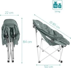 Navaris Klapstoel XXL - Campingstoel Met Opbergtas - Draagbare Stoel Voor Kamperen, Festivals En Vissen -Strandstoel - Inklapbaar - Grijs -Camping Korting 1200x1150 3