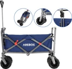 AREBOS Handkar | Transportwagen | Apparatuurwagen | Opvouwbaar | Blauw -Camping Korting 1200x1150 8